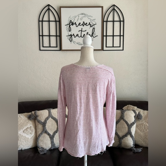 Sundance 100% Linen White Red Stripe Mariner Journey Hi-Low Hem Top Size S Beach - Picture 13 of 14